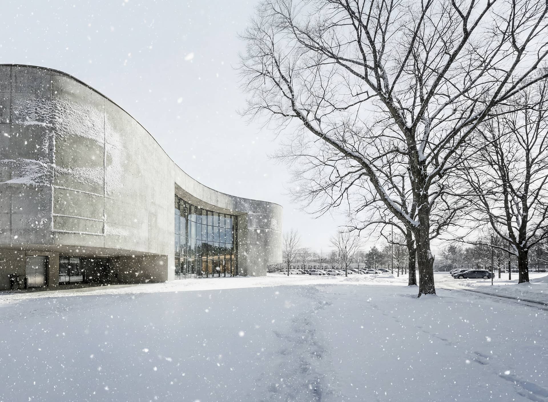 KI-produzierte Architekturvisualisierung: Konzertgebäude